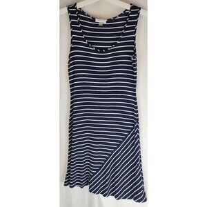 Casual Calvin Klein Size 4 Navy Blue with White Stripes Sleeveless Dress